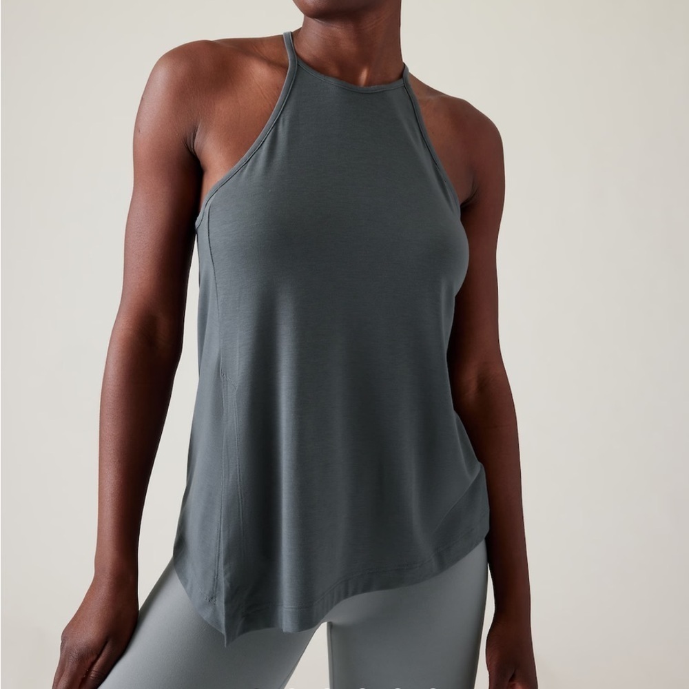 Athleta Explore Tank‎ Gray XXS High Neck UPF 50 Athletic Yoga Top